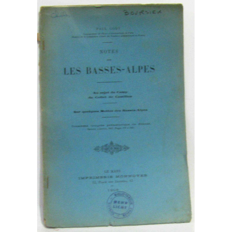 Notes sur les basses-alpes - au sujet du camp du collet et der...