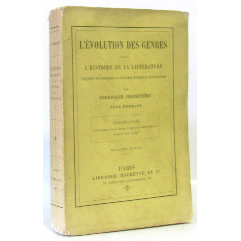 L?évolution des genres dans l'histoire de la littérature leçons...