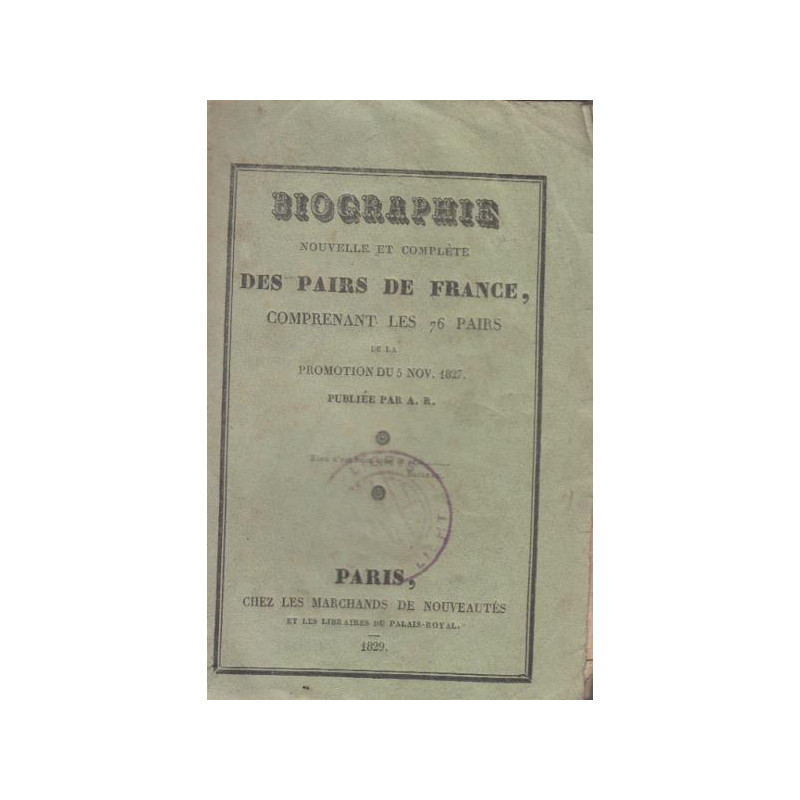 Biographie des paris de france comprenant les 76 paris de la...