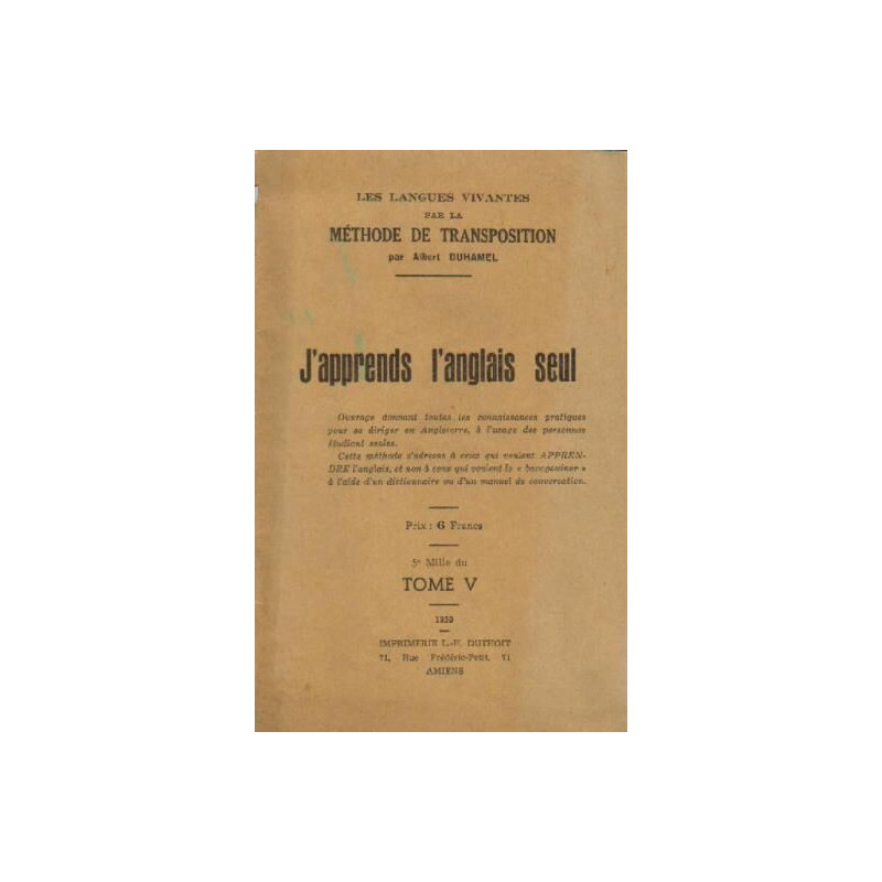 J'apprends l'anglais seul Tome 5 (méthode de transposition)