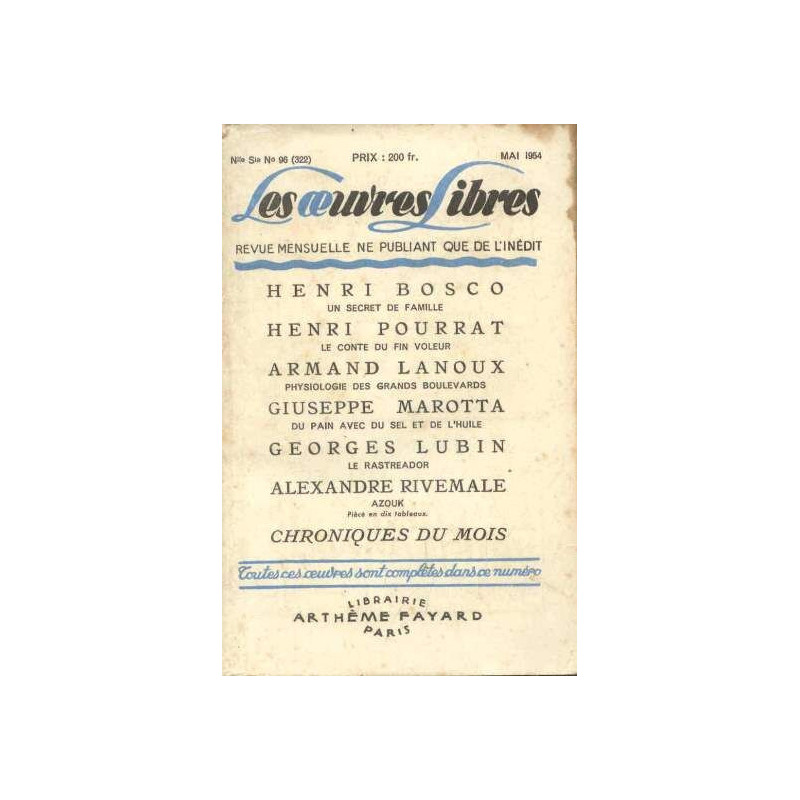 Oeuvres libre n°96 mai 1954