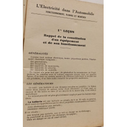 Cours sur l'électricité dans l'automobile en six leçons :...