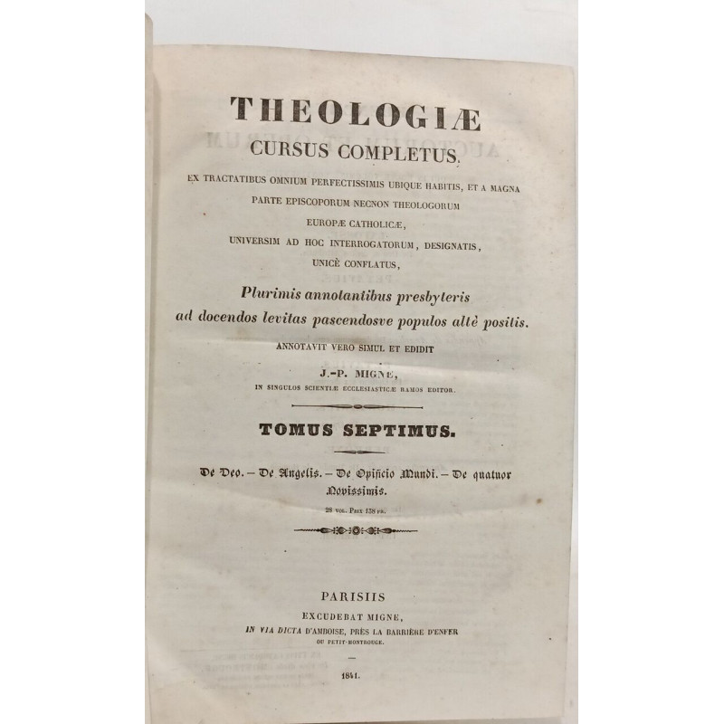 Theologie Cursus Completus - TOMUS SEPTIMUS
