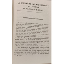 Le problème de l'incroyance au XVIe siècle : La religion de Rabelais