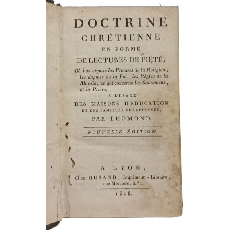 Doctrine chrétienne en forme de lectures de piété où l'on expose...