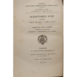 Dionysii bar salibi -- TEXTUS -- Scriptores Syri T.XCVIII corpus...
