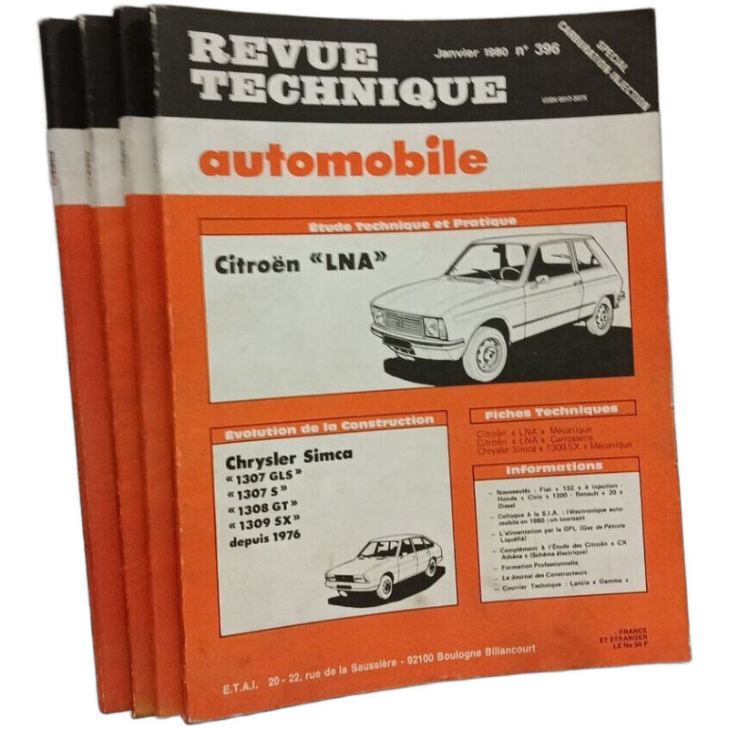 Revue technique automobile - 4 revues: n°396-398-399-401 --- 1980