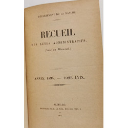 Receuil des actes administratifs - 1894 - TOME LVIX ...-...