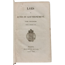 Lois et actes du gouvernement - TOME TROISIEME - Mars à Juillet 1791