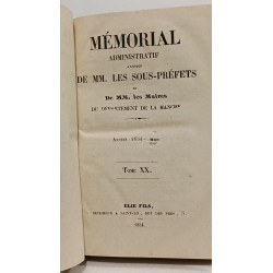 Mémorial administratif - ANNEE 1854 - TOME XX
