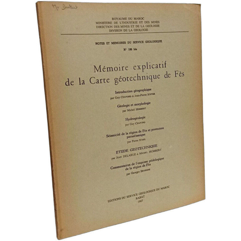 Mémoire explicatif de la Carte géotechnique de Fès - notes et...