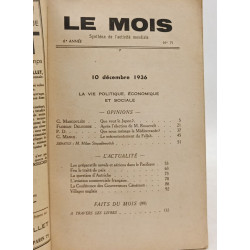 Le Mois - synthèse de l'activité mondiale -