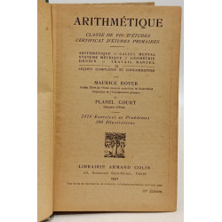 Arithmétique - classe de fin d'études certificat d'études primaires
