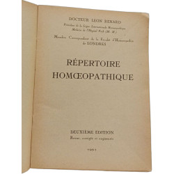 Répertoire Homœopathique - 2e éd. revue augmentée et corrigée