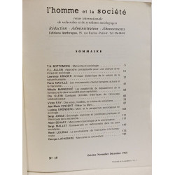 L'homme et la société n°10 oct.-nov.-déc. 1968 - Colloque de...