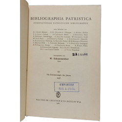 Bibliographie Patristica - TOME III: die erscheinungen des Jahres 1958