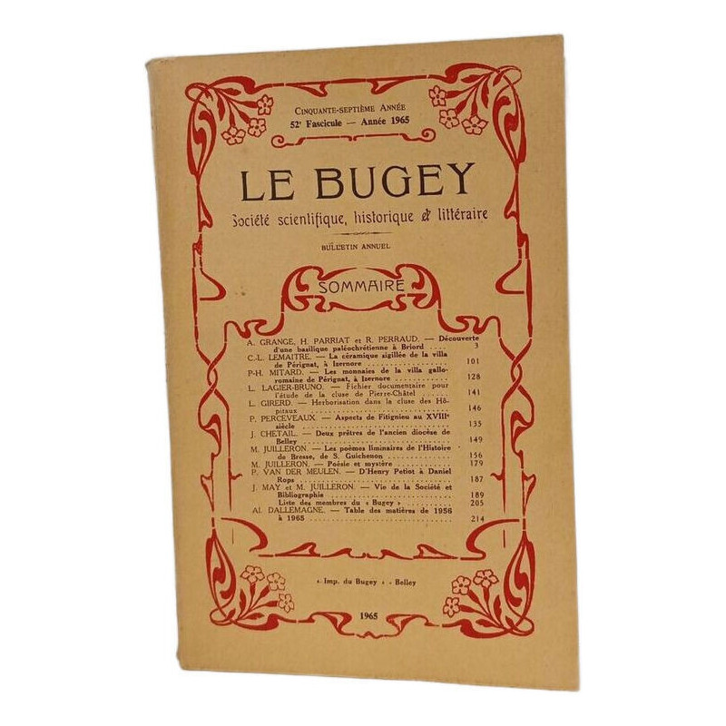 Le Bugey - Societe scientifique historique et litteraire N°52