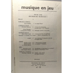 Musique en jeu - pour une recherche musicale I - N°18 AVRIL 1975...