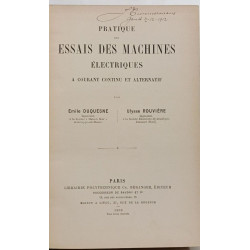 Pratique des essais des machines électriques à courant continu et...