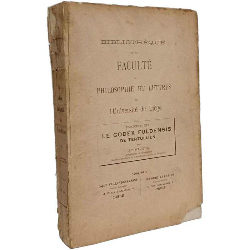 Le Codex Fuldensis de Tertullien - faculté de philosphie et...