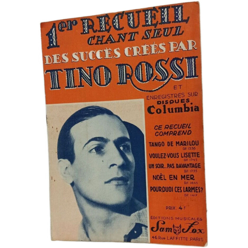 1er Recueil Chant Seul Des Succès Créés Par Tino Rossi